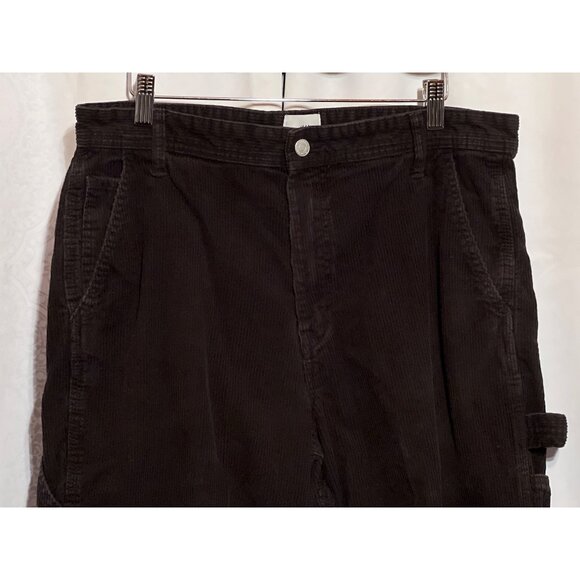 H&M Mens Black Corduroy Carpenter Pants Size 32 With Multiple Pockets & Belt Loo - Picture 3 of 10